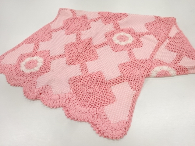 JAPANESE KIMONO / VINTAGE SHAWL / RIBBON EMBROIDERY / FLOWER